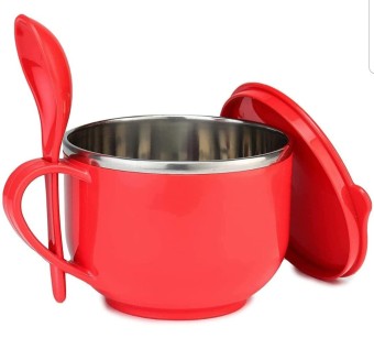 Inner Steel Soup-Maggie Bowl Cub with Lid Spoon & Fork (500 Ml)