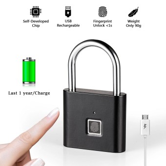 New Fingerprint Padlock, Biometric Keyless Travel Lock, Replaceable Anti-Theft Lock for Backpack,Luggage,Suitcase,Cabinet, Bike, Gym Locker,Office Door